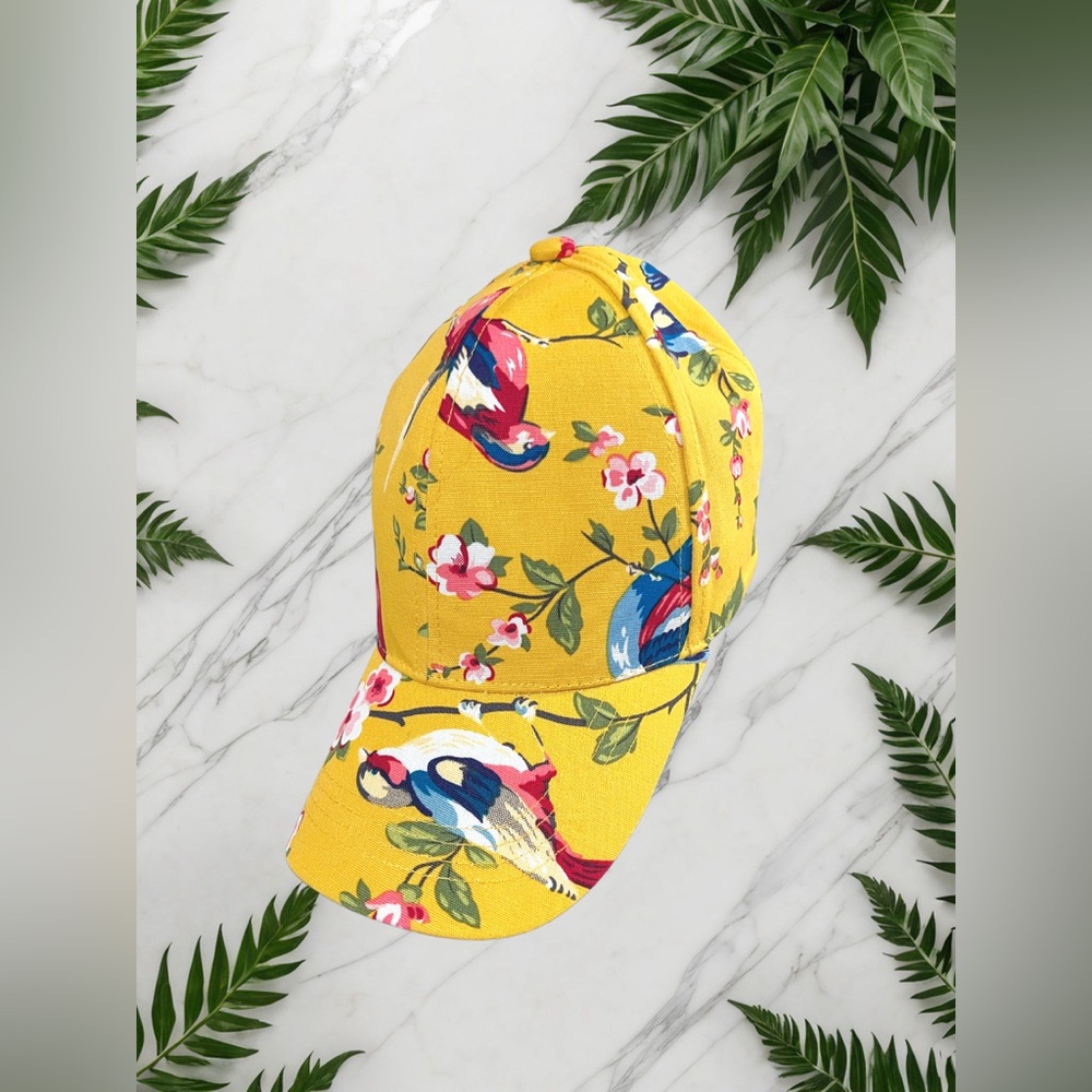 Floral  / Bird Print Baseball Cap Adjustable 100% Cotton